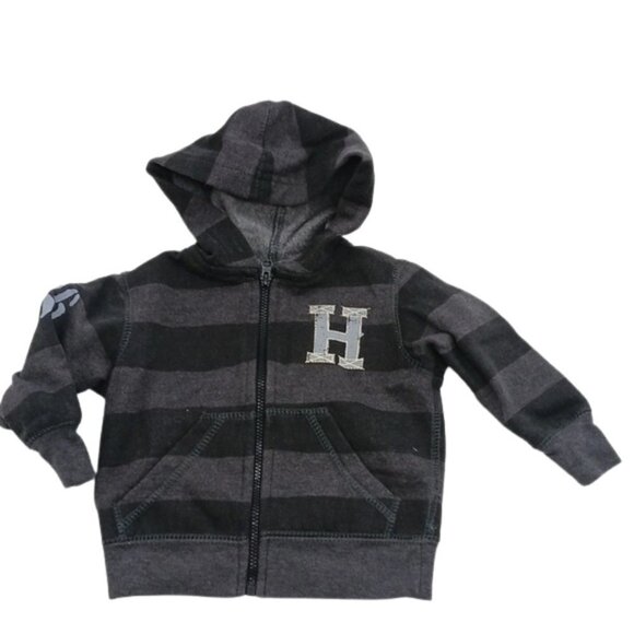 Arizona Baby Boy Hoodie Infants Gray Striped Full Zip Casual Size 6 Months - Picture 1 of 6